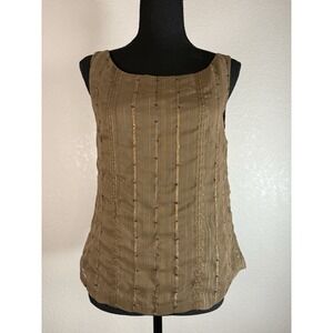 Judith Hart Collection Womens Blouse Brown Stripe Sleeveless Sequined
